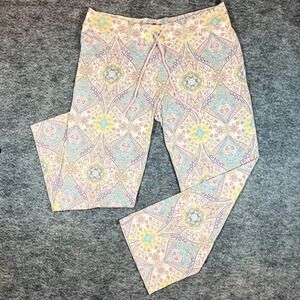 Cynthia Rowley Wide Leg Pastel Pants Womens L Cotton Blend Lounge Casual Boho